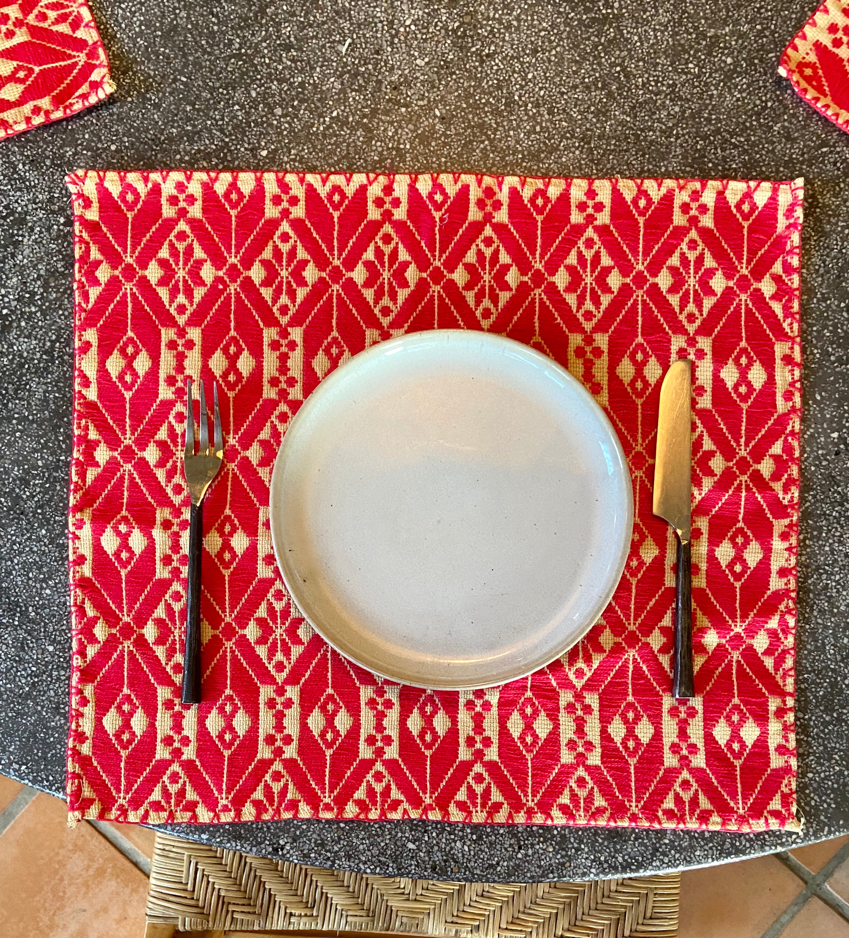 Hand Embroidered Mexican Placemat - PINK