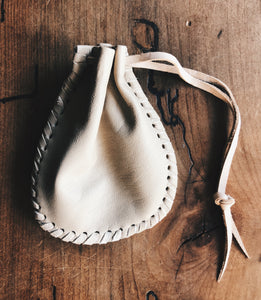 Medicine bag, leather pouch - Beige