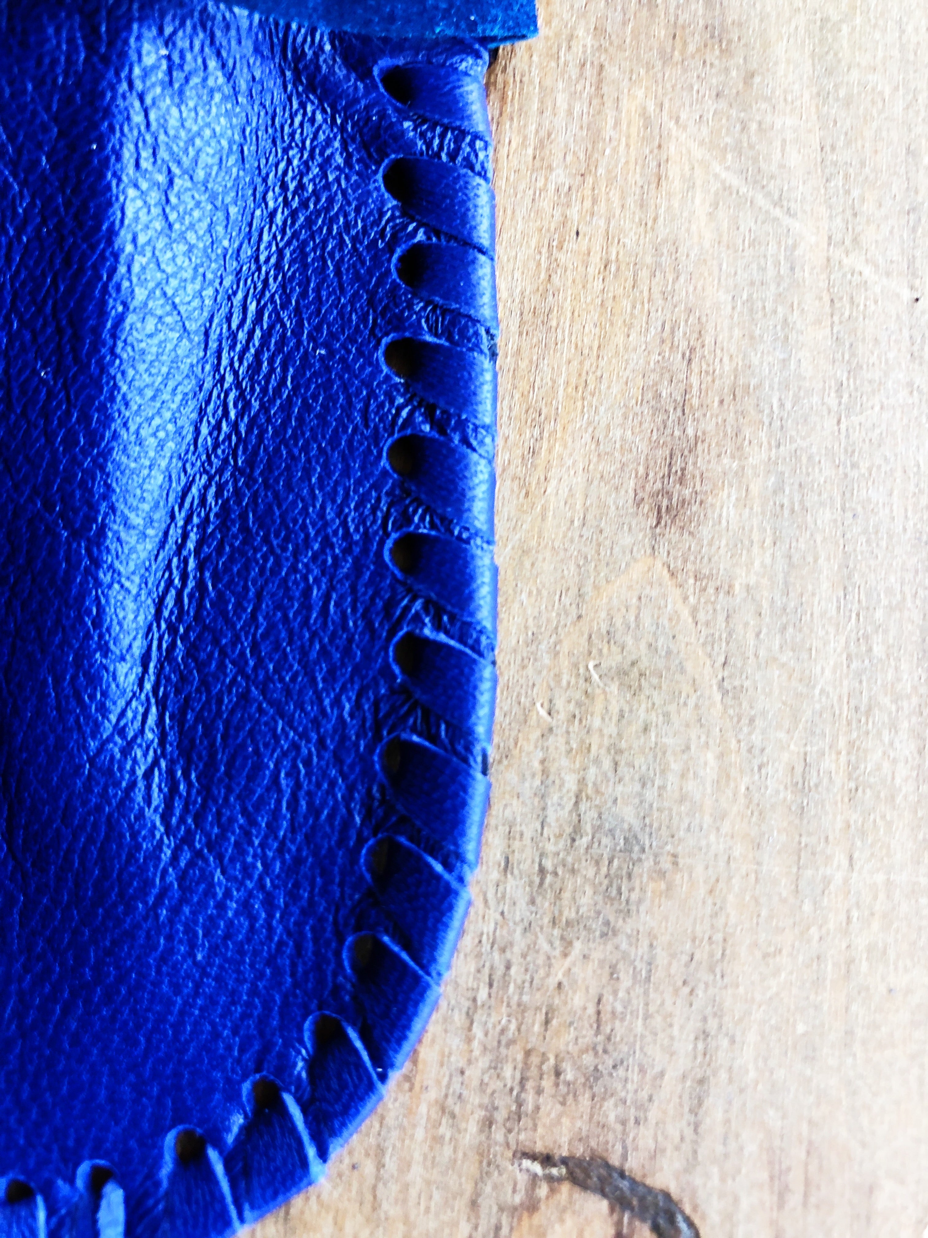 Medicine bag, leather pouch - Cobalt blue