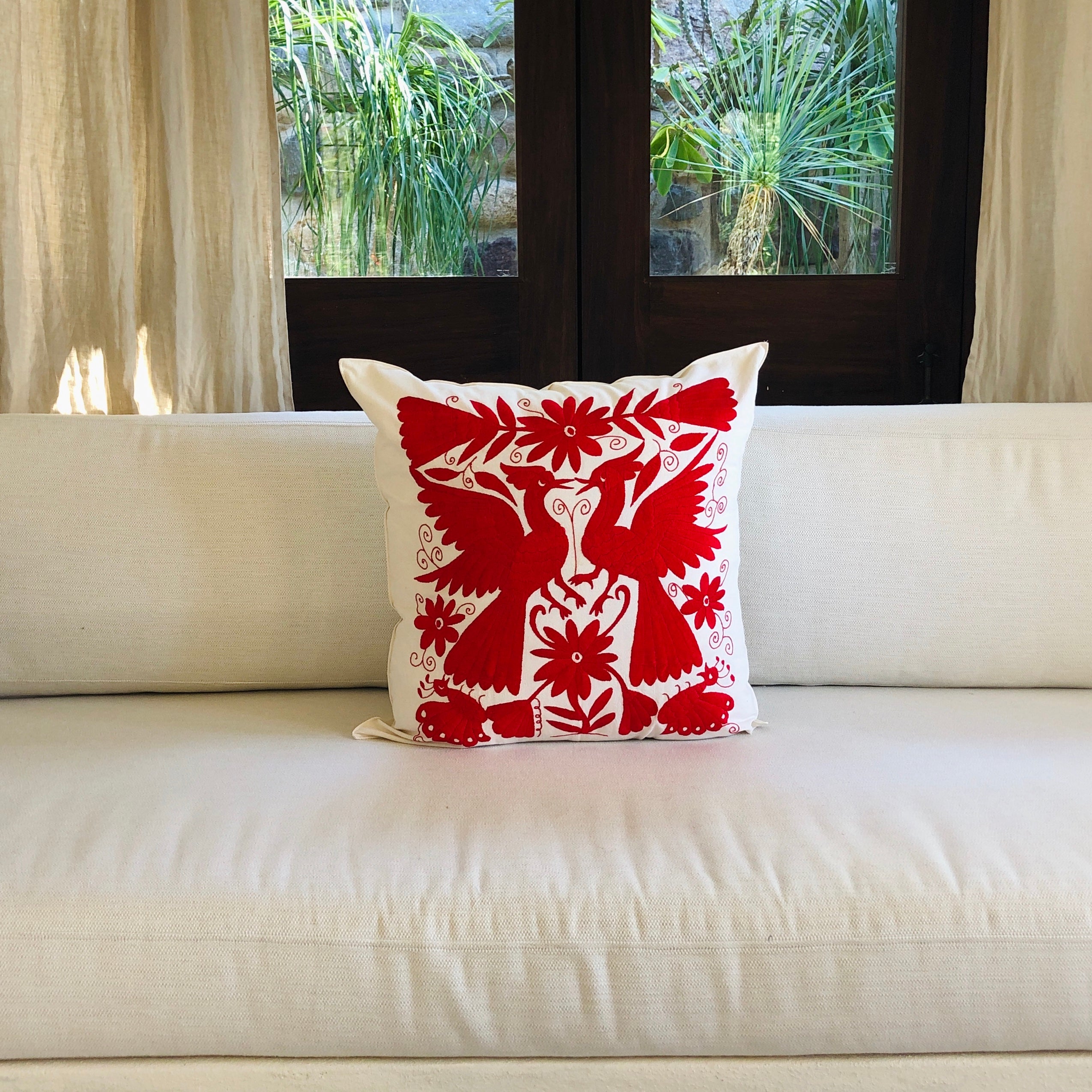 Large Otomi pillow cover -RED