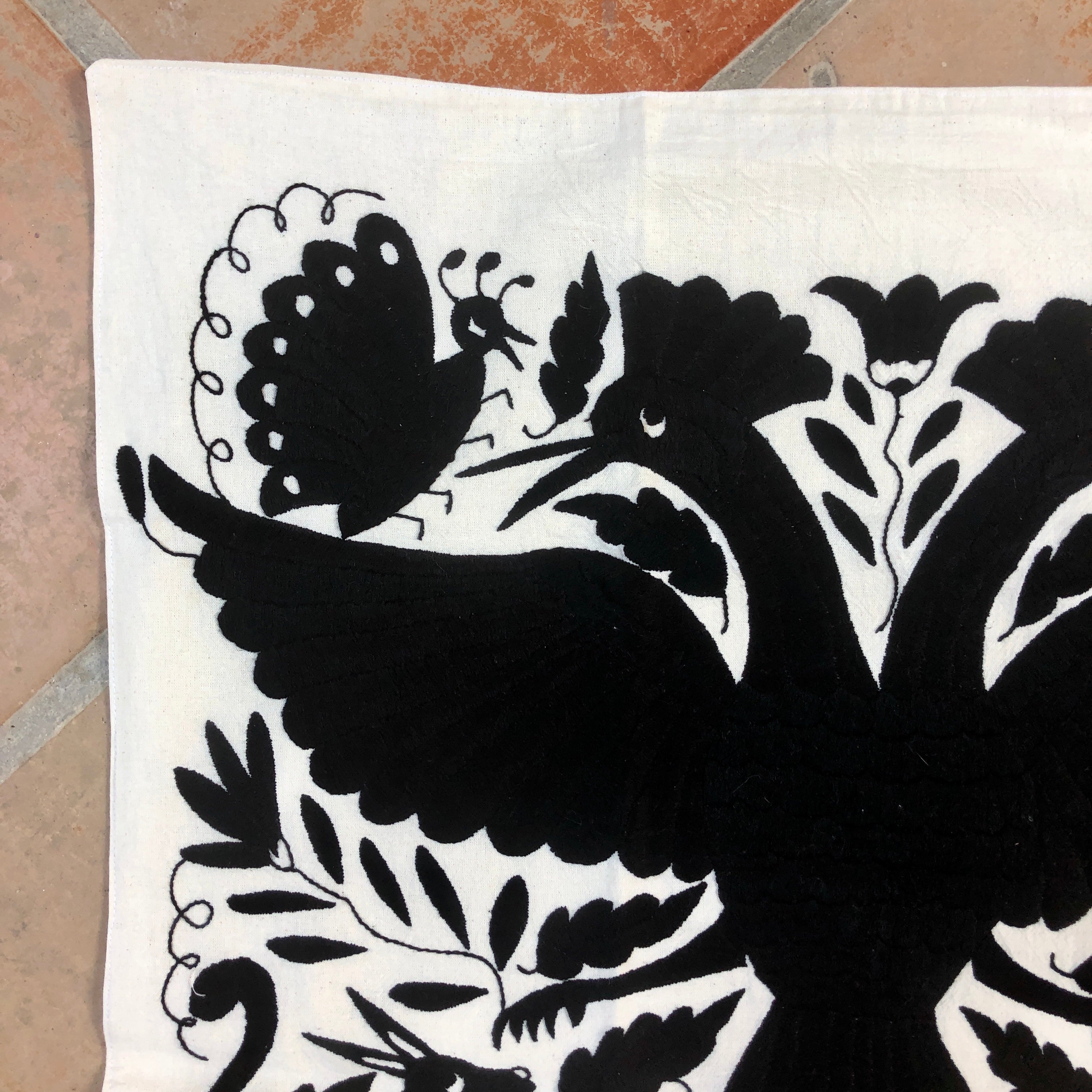Large Otomi pillow cover -BLACK